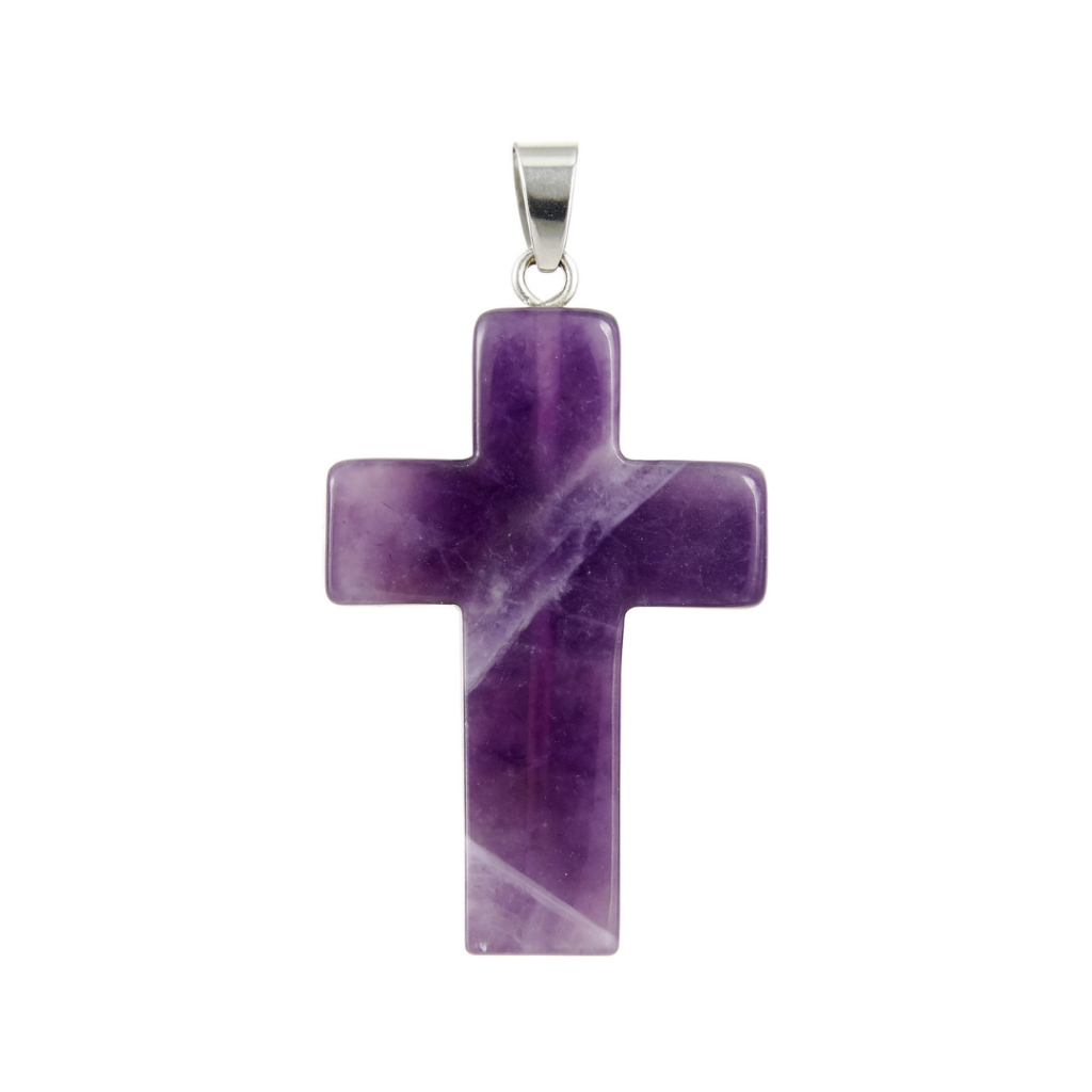 Amethyst Healing Heart Cross Pendant