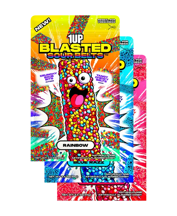 1UP Candy Blasted Sour Belts, 3 Bags
