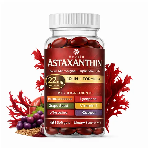 10-in-1 Natural Astaxanthin Softshell Capsules Antioxidants Nutritional Supplements, 60 Count