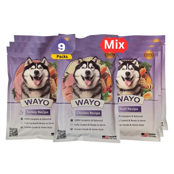 WaYo 9 pack BEEF, Chicken, Turkey Meals for Dogs