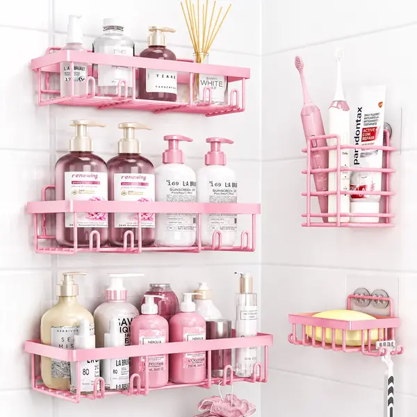 5-Piece Wall-Mounted Stainless Steel Bathroom Organizer Set
