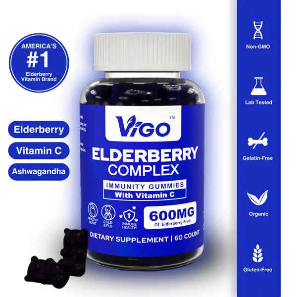 VIGO Gummies Elderberry Complex Gummy Vitamins for Heart Health, Cold & Flu, and Immunity