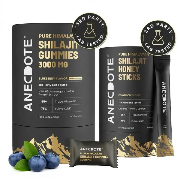 Anecdote Pure Himalayan Shilajit Gummies 3000mg ( 60 gummies ) and Anecdote Pure Himalayan Shilajit Honey Sticks ( 30