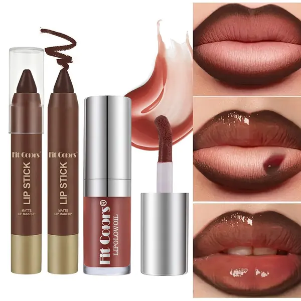 Fit Colors Matte Lip Liner Pen and Moisturizing Pearl Lip Oil Set