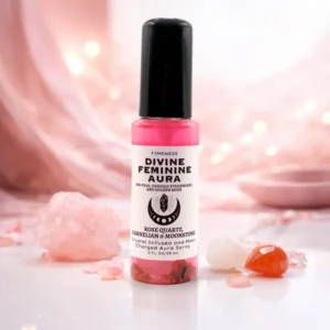 FIMENESS - DIVINE FEMININE AURA - CRYSTAL INFUSED AND MOON CHARGED ROOM SPRAY 2OZ PEAR, STRAWBERRY AND GOLDEN MUSK SCENT