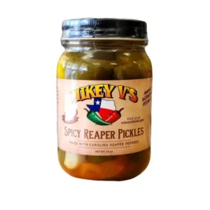 Spicy Reaper Pickles by Mikey V's- Bold Flavor Experience with Carolina Reaper Peppers, 16 oz