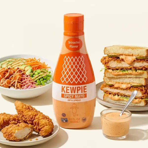 KEWPIE Spicy Sriracha Flavor Mayonnaise (12 fl oz) Gluten-Free Mayo Dip & Spread for Fried Chicken