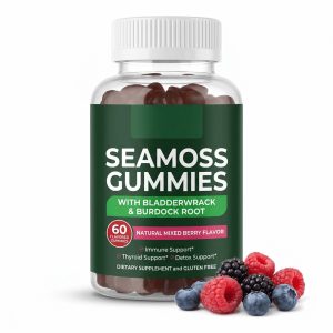 Purelycosme Sea Moss Gummies with Bladderwrack & Burdock Root, Natural Mixed Berry, 60 Gummies