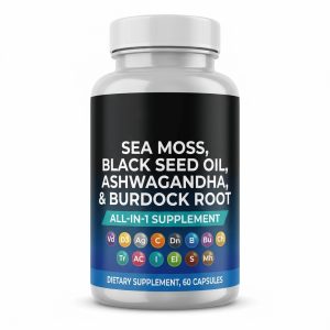 Purelycosme Sea Moss, Black Seed Oil, Ashwagandha & Burdock Root Multimineral Complex, 60 Capsules